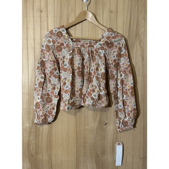 Levi's Girls Multicolor Floral Print Square Neck Blouse Top Size M 10-12 YRS - Picture 1 of 4